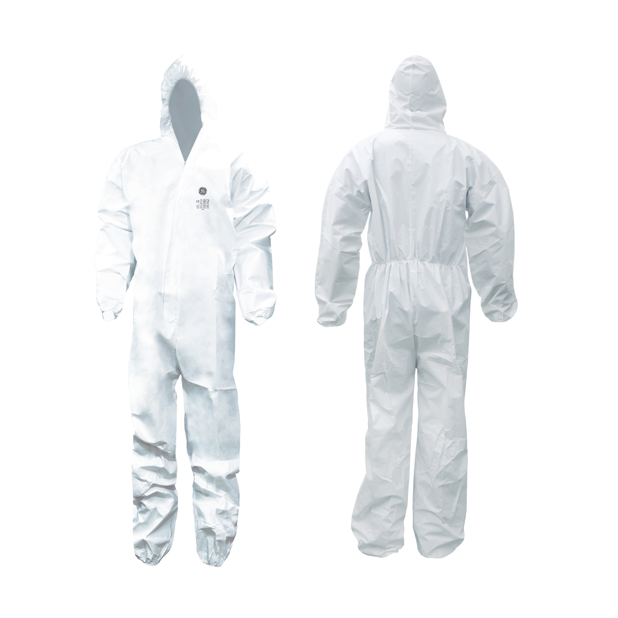 General Electric White Bi-Laminate Coverall, Two-way Zipper, 3XL